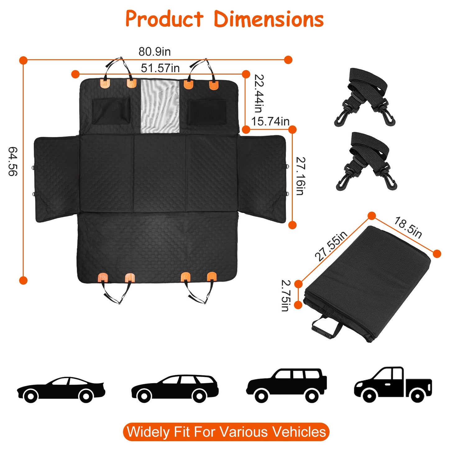 Premium Waterproof Dog Car Hammock (600D Heavy Duty)