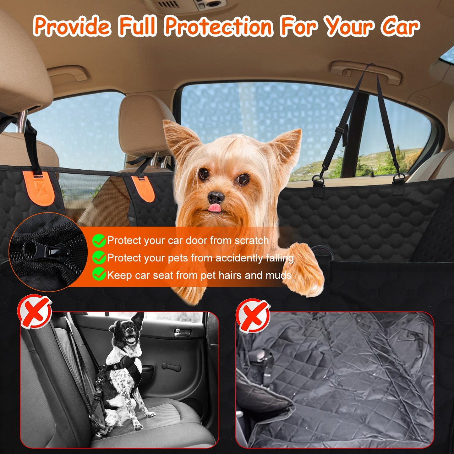 Premium Waterproof Dog Car Hammock (600D Heavy Duty)