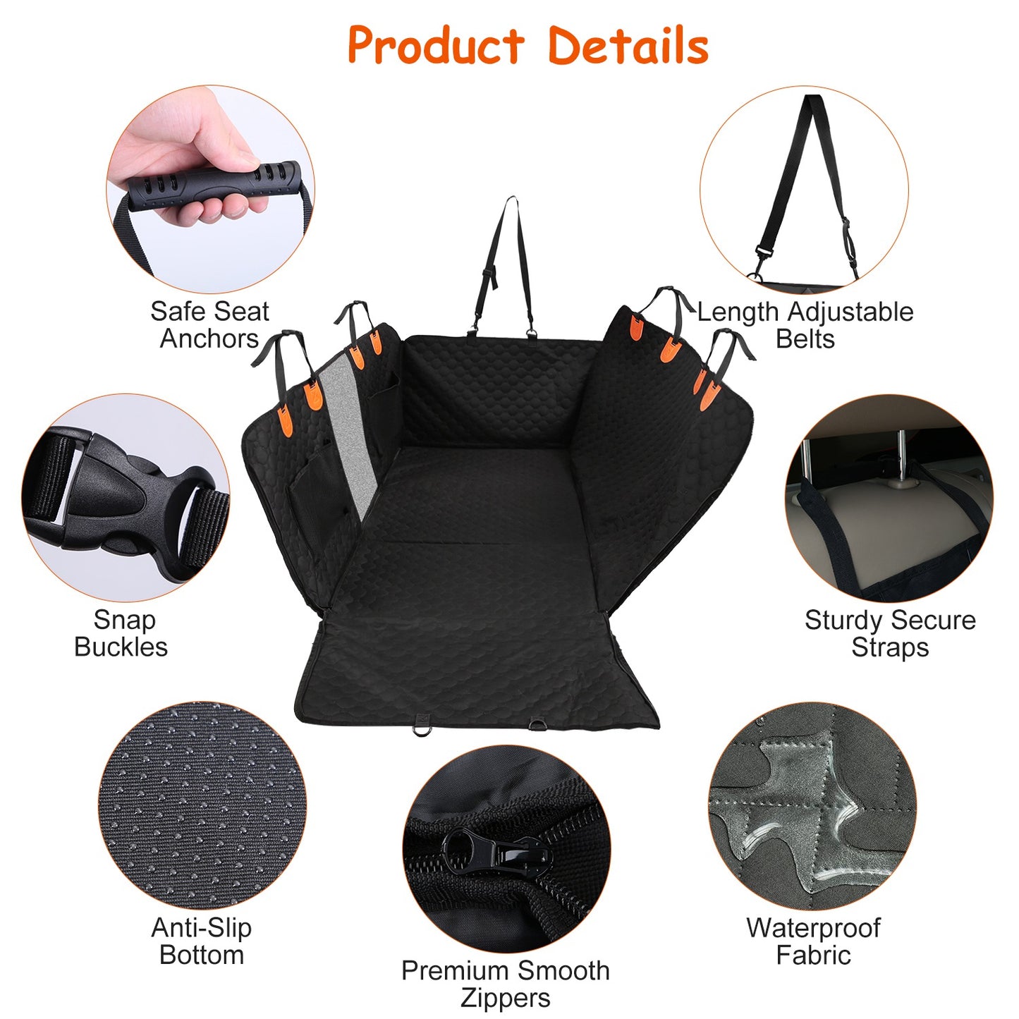 Premium Waterproof Dog Car Hammock (600D Heavy Duty)