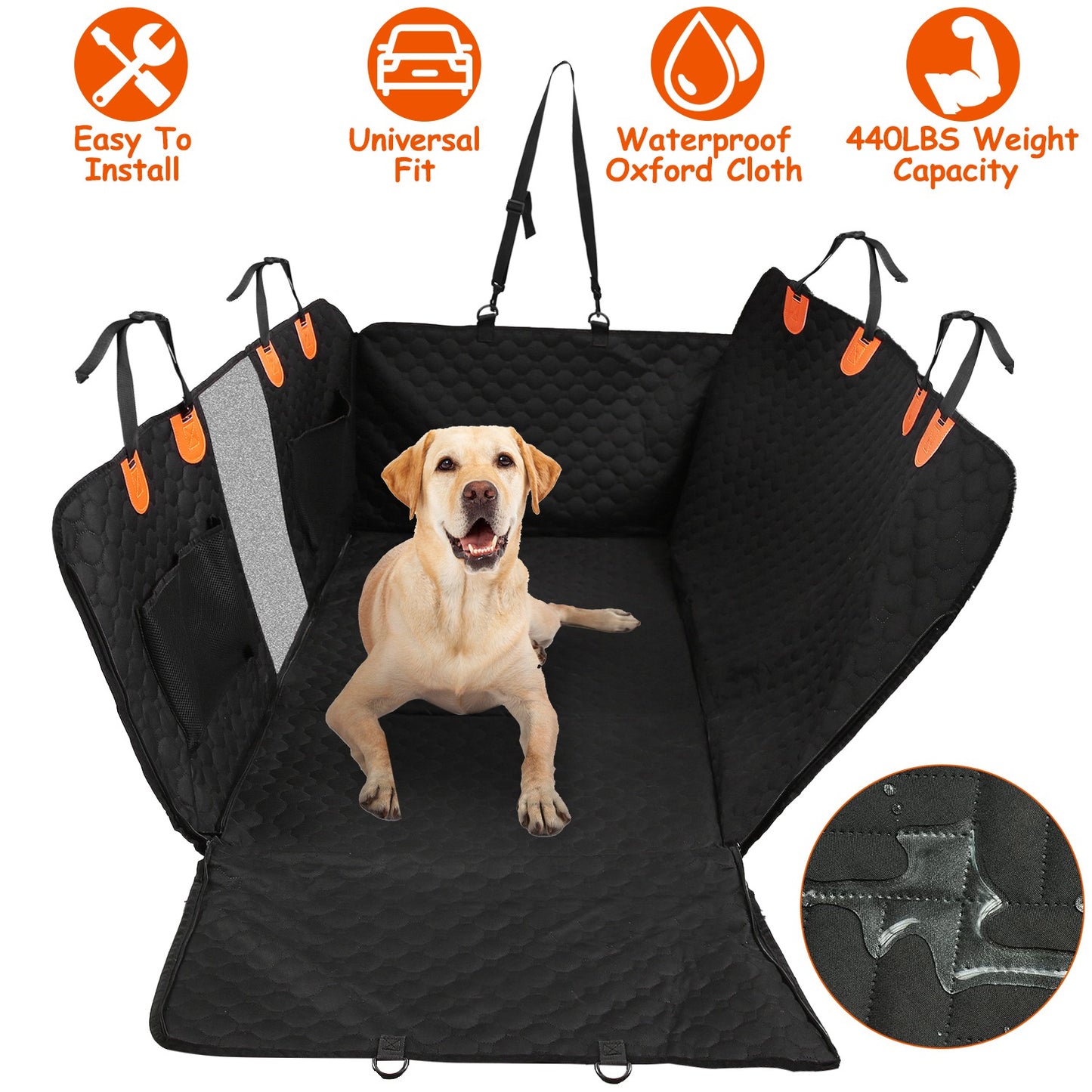 Premium Waterproof Dog Car Hammock (600D Heavy Duty)