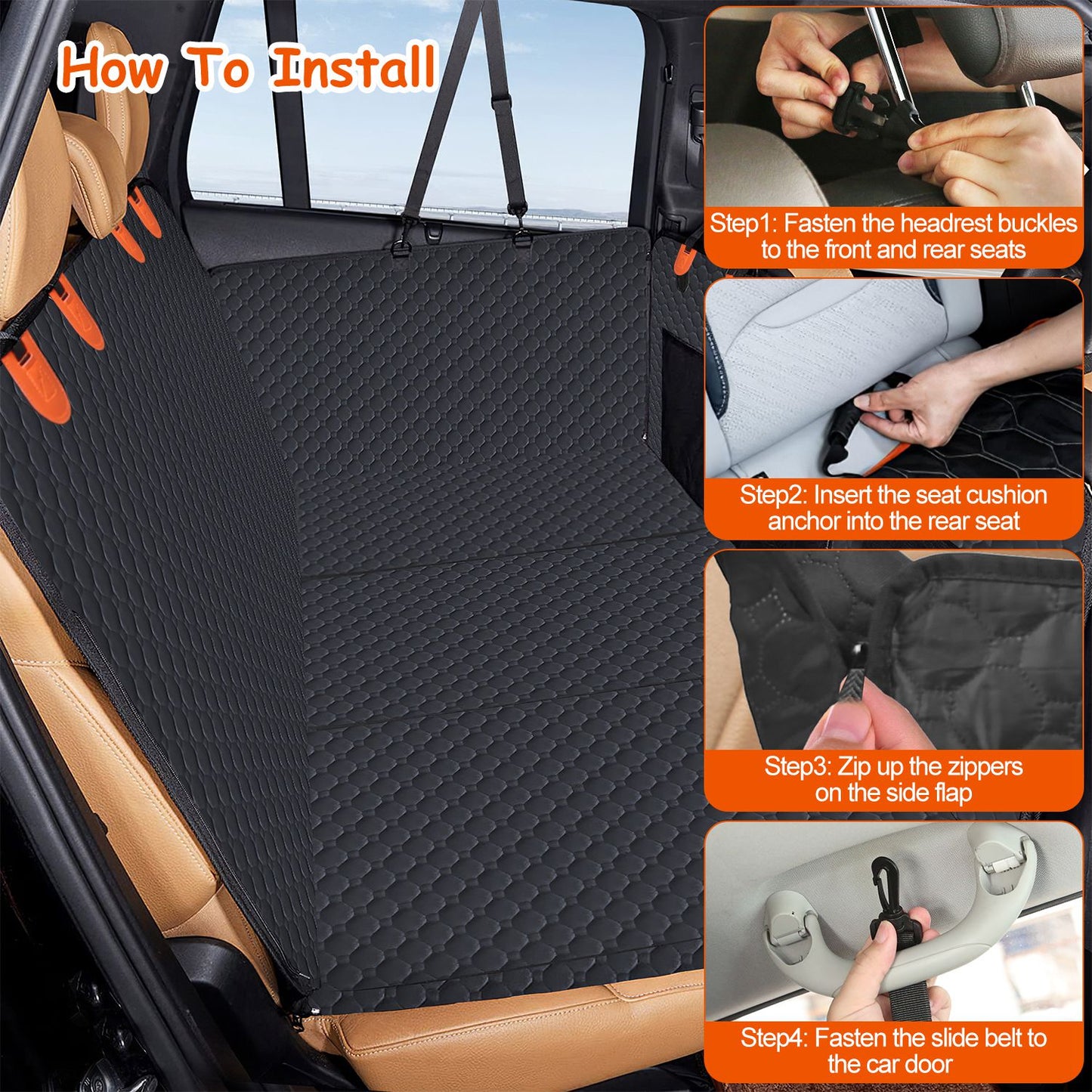 Premium Waterproof Dog Car Hammock (600D Heavy Duty)